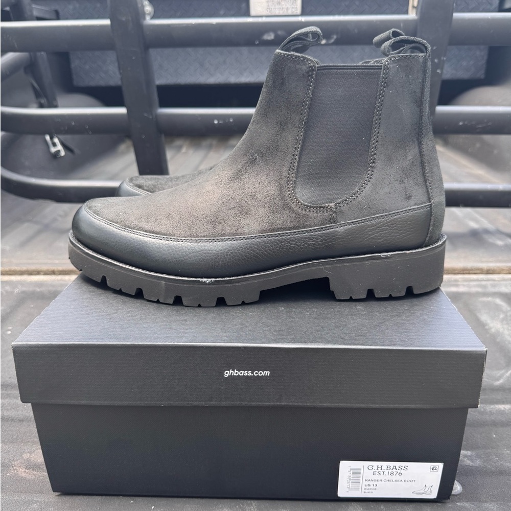 G.H. Bass Black Oil Wax Leather Ranger Chelsea Boot Size 13 NWB